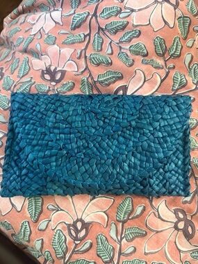 Woven Blue Envelope Clutch
